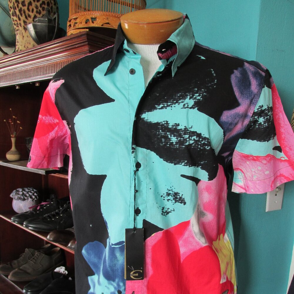 NWT- Just Cavalli- Warhol floral print shirt size 48/sm